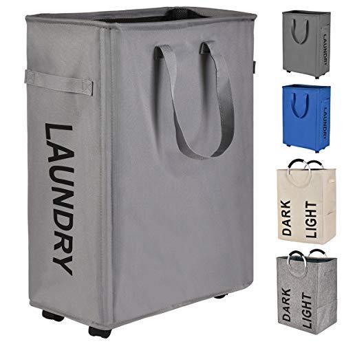 Prodigen Rolling Slim Laundry Hamper Basket, Foldable Waterproof Narrow ...