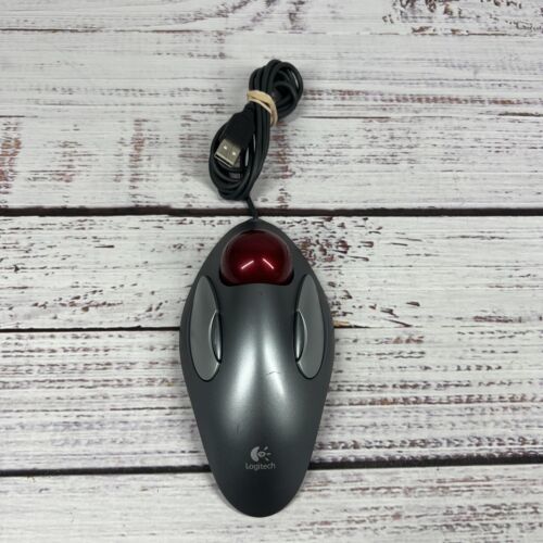 Logitech Trackman Marble Trackball TBC21 Wired USB Mouse (9) aa Mice