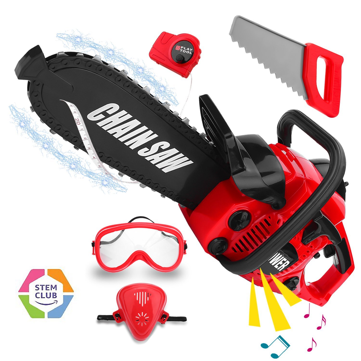 Kids Power Tool Toy Chainsaw, Boys Construction Play Toy Saw Set, Boys