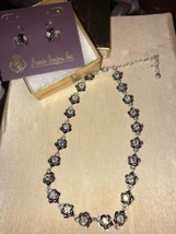 Premier Designs Rhinestone Choker Necklace Earring Set Primrose Flower  ... - $34.16