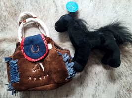 Plush Pony Purse!  Great for Kids!  Brown plush purse with Black Horse Plush image 2
