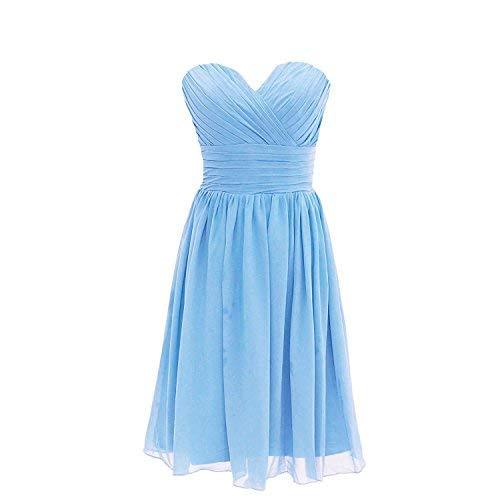 Sweetheart Chiffon Short Prom Dress Bridesmaid Evening Gowns Plus Size Sky Blue