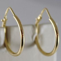 18K YELLOW GOLD EARRINGS LITTLE CIRCLE HOOP 19 MM 0.75 IN DIAMETER MADE IN ITALY image 1