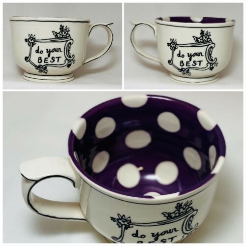 Primary image for Molly Hatch "Do Your Best" Anthropologie Polka Dot Coffee Mug Cup/Mug 12 fl. oz