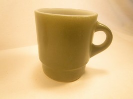 Coffee Cup Glass Mug ANCHOR HOCKING Olive Green FIRE KING [Y4a] - $5.76
