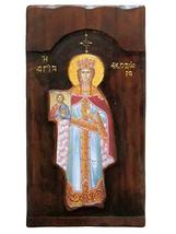 Wooden Greek Christian Orthodox Wood Icon of Saint Theodora / K4 - $158.30