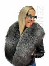 Silver Fox Fur Stole 63' (160cm) Saga Furs Collar Tails / Wristbands / Headband image 8
