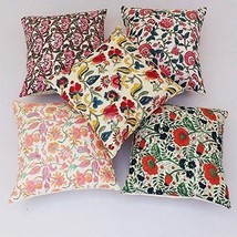 Traditional Jaipur Set of 5 Block Print Fabric Indian Cushions Pillow Covers Dec - $34.64