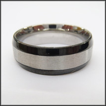 Stainless Steel Stamped Ring 8mm, Black Edge - $19.98