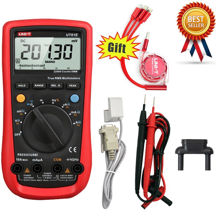 UNI-T UT61E Digital Multimeter True RMS Peak Meter PC Connect AC DC ...