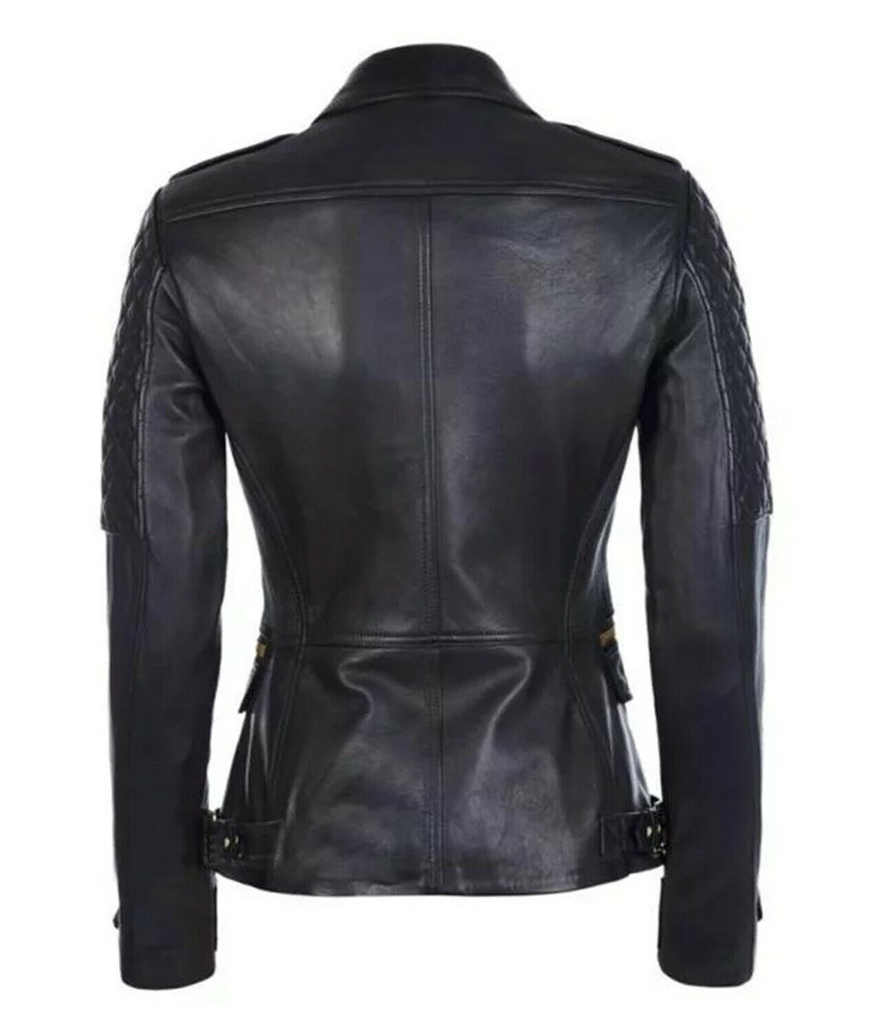 Women Leather Jacket Black Biker Moto Pure Lambskin Size S M L XL XXL ...