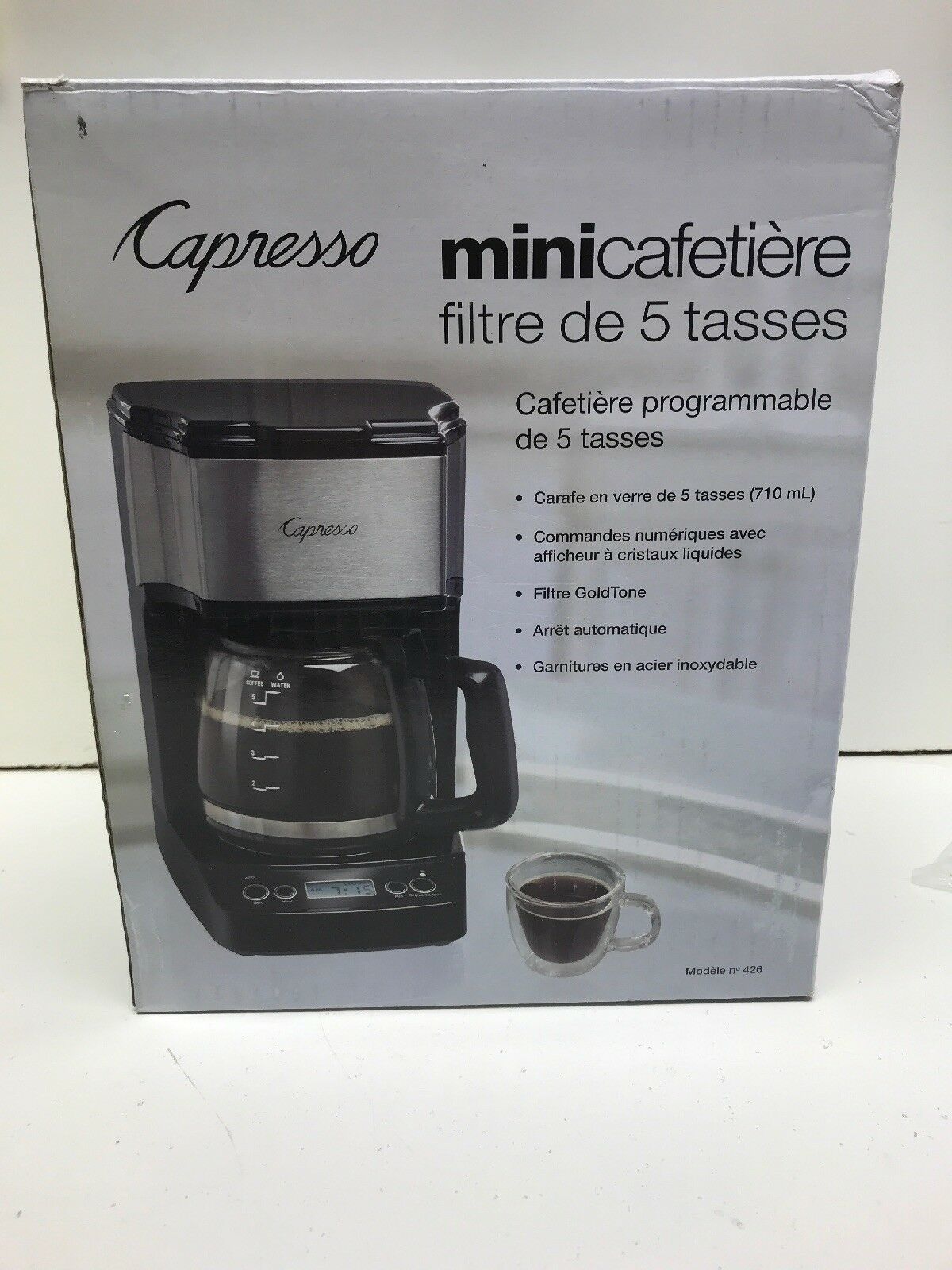 Capresso 5Cup Drip Mini Coffeemaker, Black/Silver Coffee, Tea