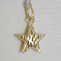 18K YELLOW GOLD ROUNDED STAR PENDANT CHARM 20 MM WORKED & SMOOTH, MADE IN ITALY image 1