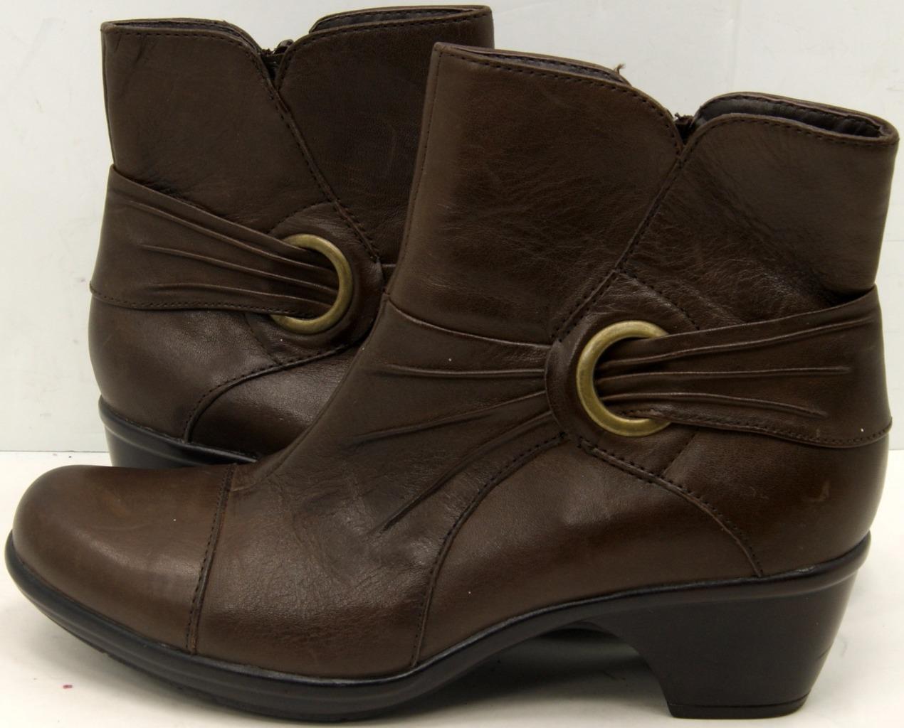 Clarks Bendables Ingalls Rosa Ruched Brown Leather Women's Ankle Boots ...