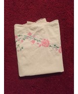 One Antique embroidered floral pillowcase with crocheted edge - $17.00