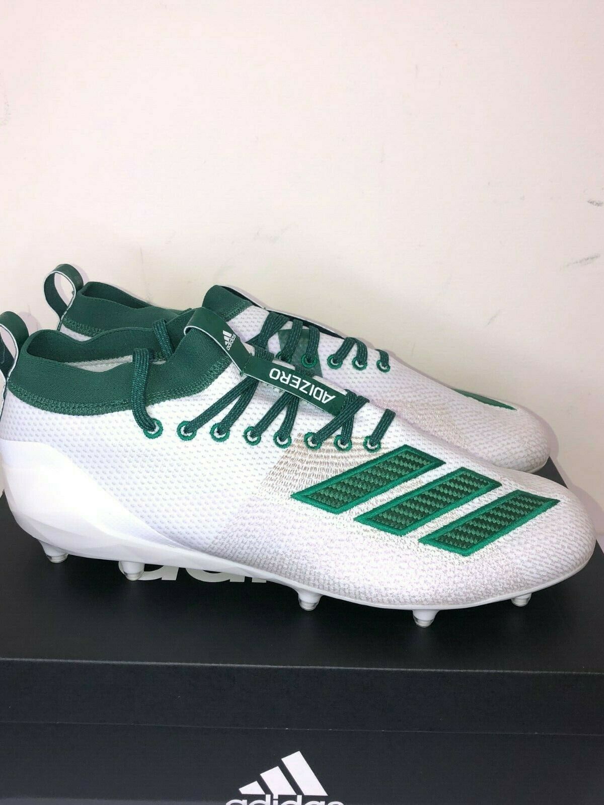 Adidas Adizero 8.0 White/Green Football cleats size 13.5 - Athletic