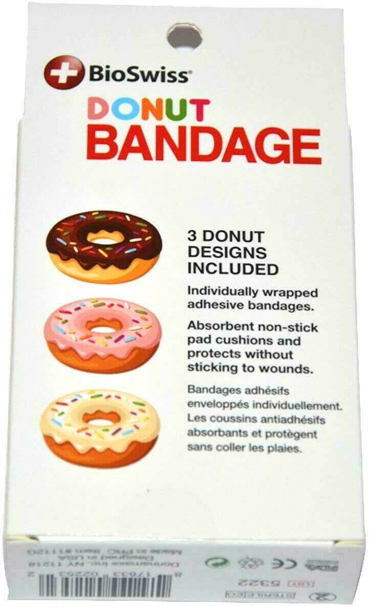 BioSwiss Novelty Donut Fun Bandages (24 Bandages) 3 Unique Designs