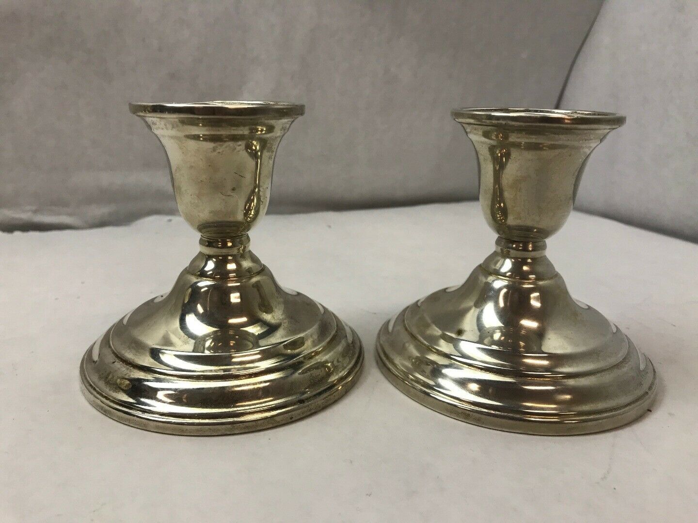 INTERNATIONAL STERLING SILVER Weighted Reinforced PAIR OF CANDLESTICKS