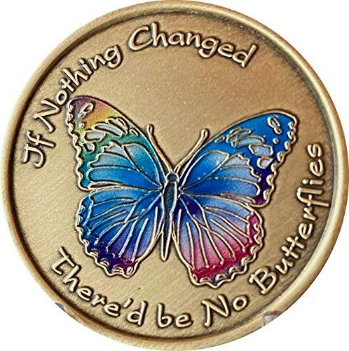 If Nothing Changed There'd Be No Butterflies Color Serenity Prayer Medallion But