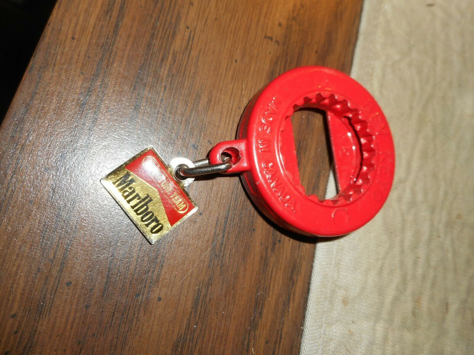 Pair of NOS Red Budweiser Bev Key Bottle Opener Keychain 
