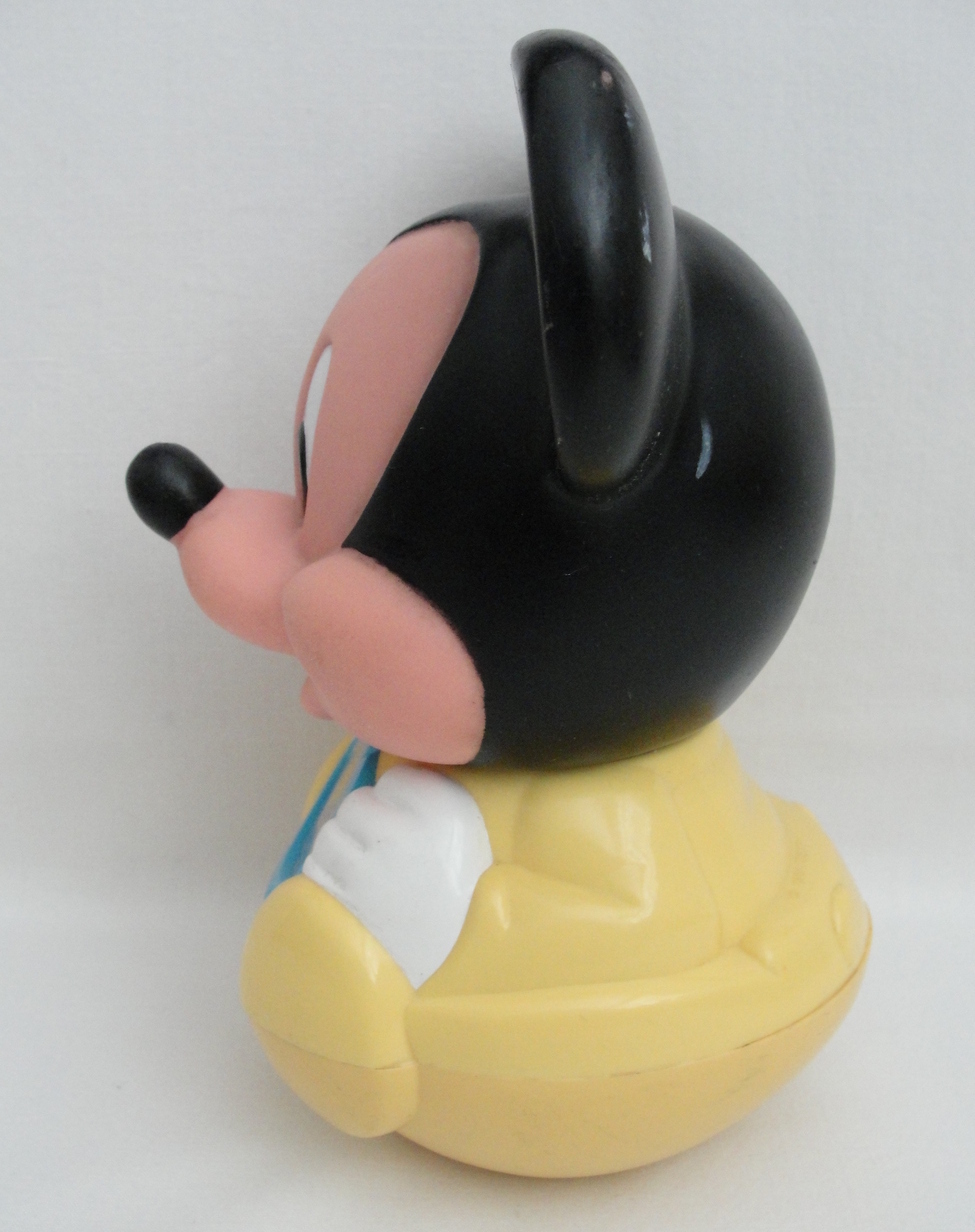 Disney 1984 Mickey Mouse Roly Poly Chime Vintage Baby Musical Yellow ...