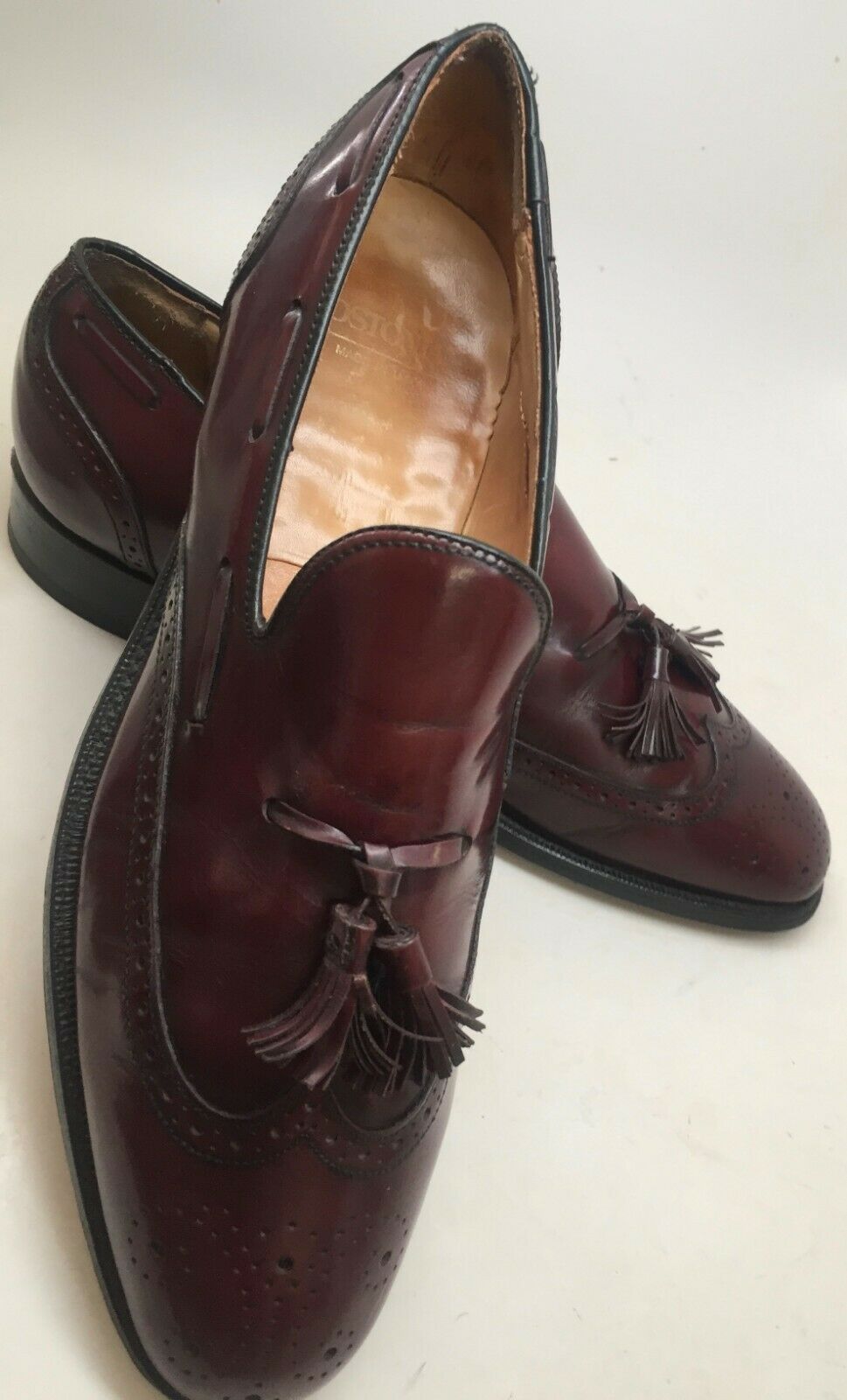 Bostonian Men's Burgundy Leather Wingtip Tassel Loafers Size 10 D/B ...