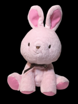 Carters Child of Mine Pink Bunny Rabbit 6" Brown Bow Ribbon Plush Lovey #81214 - $29.95