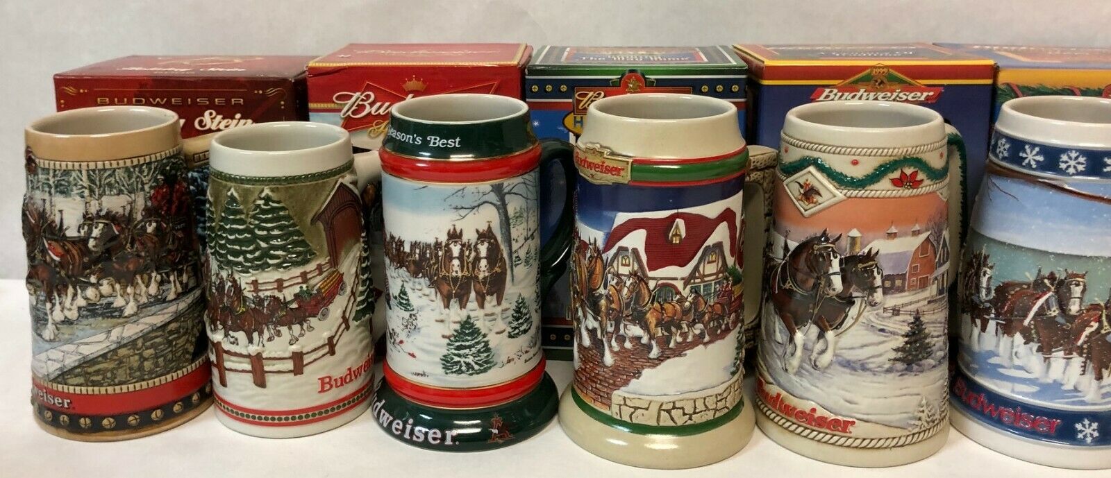 COMPLETE SET of Budweiser Holiday Steins 19802018 PLUS Two LimEd