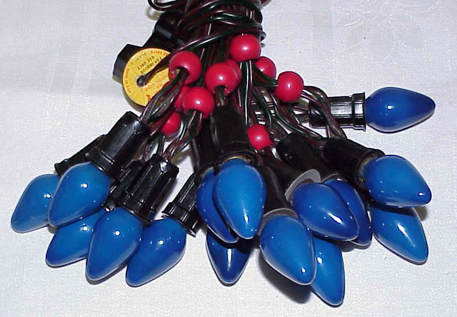 Vintage C7 Christmas Light with Blue Bulbs Holiday & Seasonal