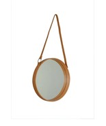 Tan Leather Belt Strapped Wall Art Decor Hanging Round Room Gubi Mirror ... - $197.46