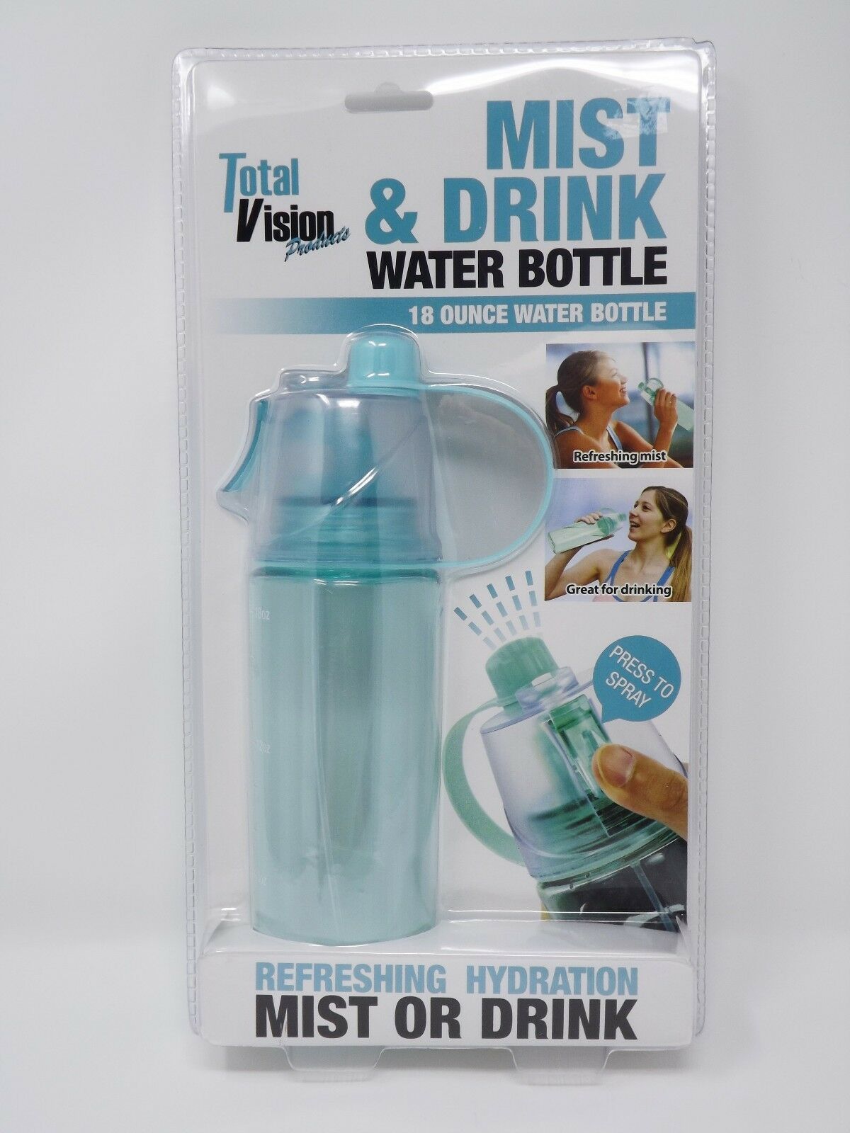 Total Vision Products 18 oz. Plastic Mist & Drink Water Bottle - New