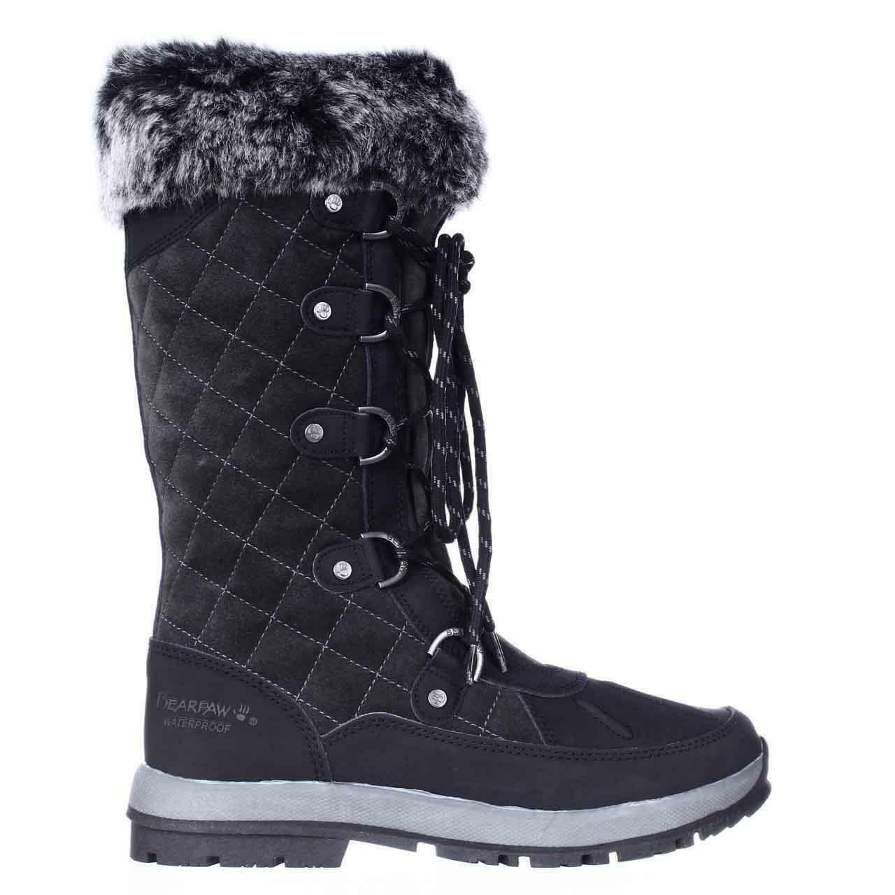 Bearpaw Never Wet Quilted Winter Boots, Black/Grey, 5 US / 36