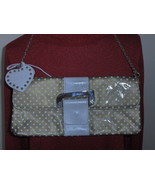 Roberta Gandolfi Patent Leather Gold &amp; White Clutch Purse Polka Dot Bag - $34.97