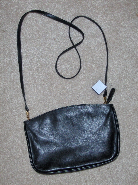Anne Klein Black Leather Purse Handbag Tote Clutch Bag - Handbags & Purses