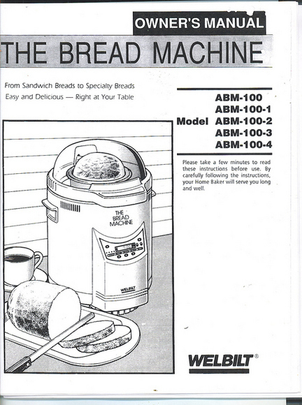 Welbilt ABM-100-4 Bread Machine w Manual Welbilt ABM-100-4 Bread Machine w Manual