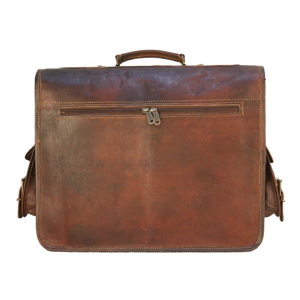 Mens Brown Laptop Bag Briefcase Messenger Work Office Shoulder Bag Leather - Bags & Backpacks