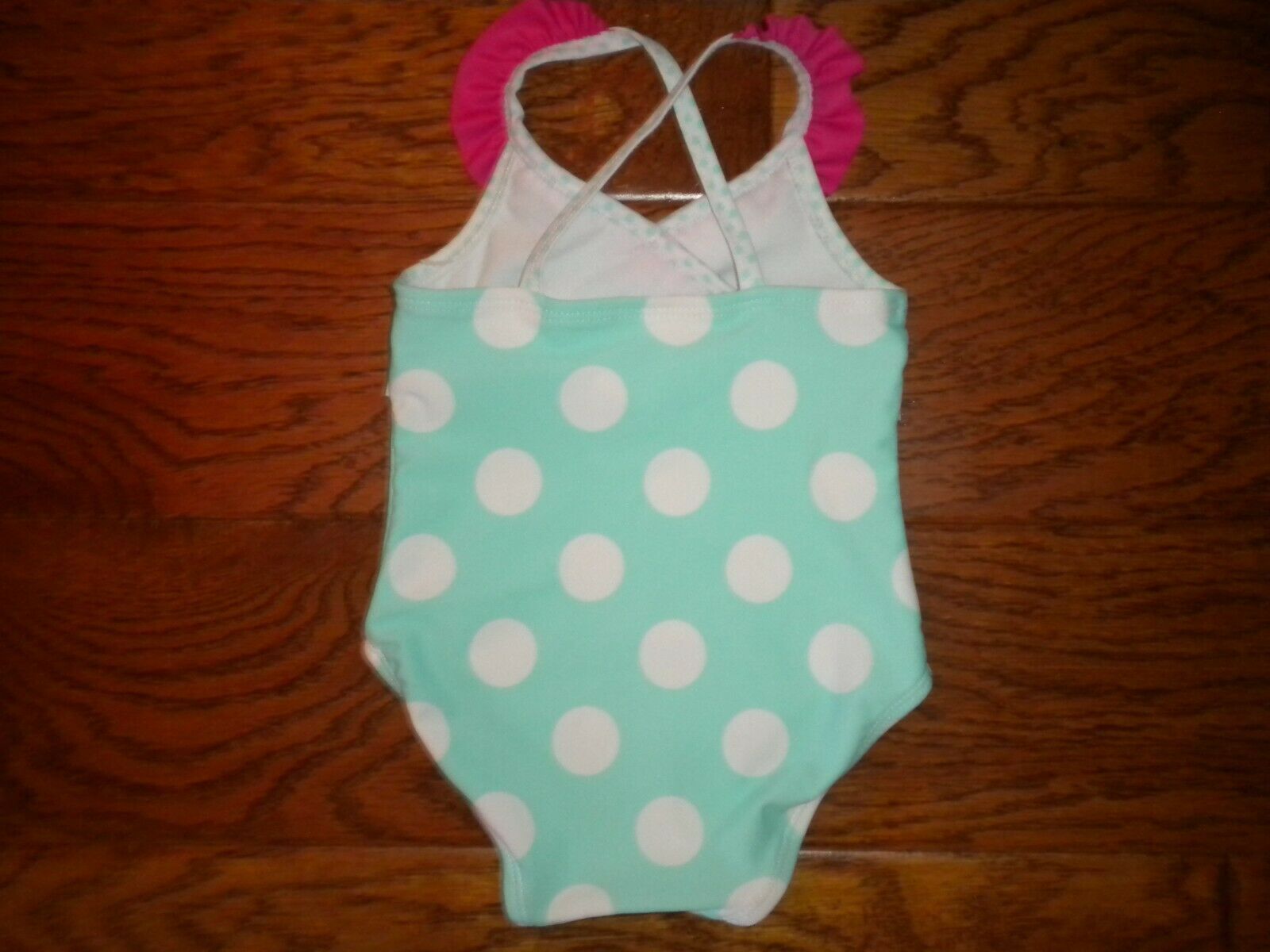 Target Baby Medium 1823 Pounds Polka Dot Mint/Pink Girls Swimsuit One