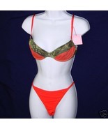 New 6IXTY 8IGHT set 68 36A camo Underwire Bra LG Bikini Panties red L 36A  - $14.00