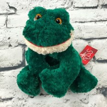 Russ Friggles Bull Frog Plush Emerald Green Soft Happy Smiling Stuffed Toad - $11.88