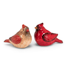 Cardinal Bird Salt Pepper Shakers Set 4" Long Red Ceramic Wild Bird Nature Decor