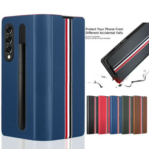 For Samsung Galaxy Z Fold 3 5G Leather Flip back Case Cover S Pen Holder