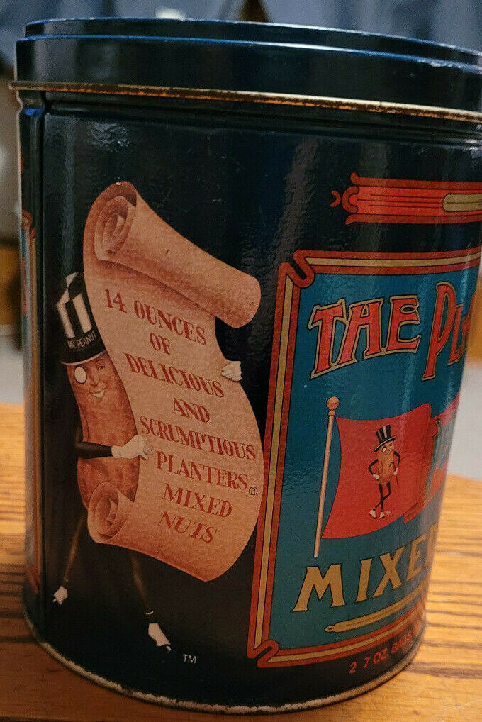 Vintage Planters Mixed Peanuts Tin Collectible Decorative Planter Multi