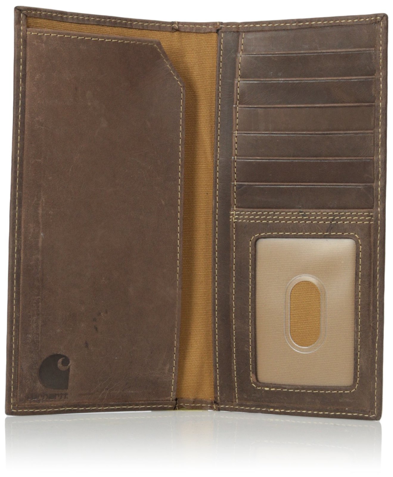 Carhartt Men's Top Grain Leather Rodeo Wallet, Contrasting Stitch Brown