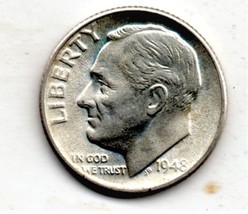 1948 D Roosevelt Dime (90% Silver) Brilliant - Ungraded - $8.99