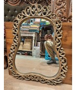 Artizay Wooden Carved Engraved Handmade Gubi Mirror Gourd Shaped Antique... - $425.94