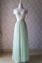 Green Floor-Length Tulle Skirt Outfit Bridesmaid Tulle Maxi Skirt Back-bow image 6