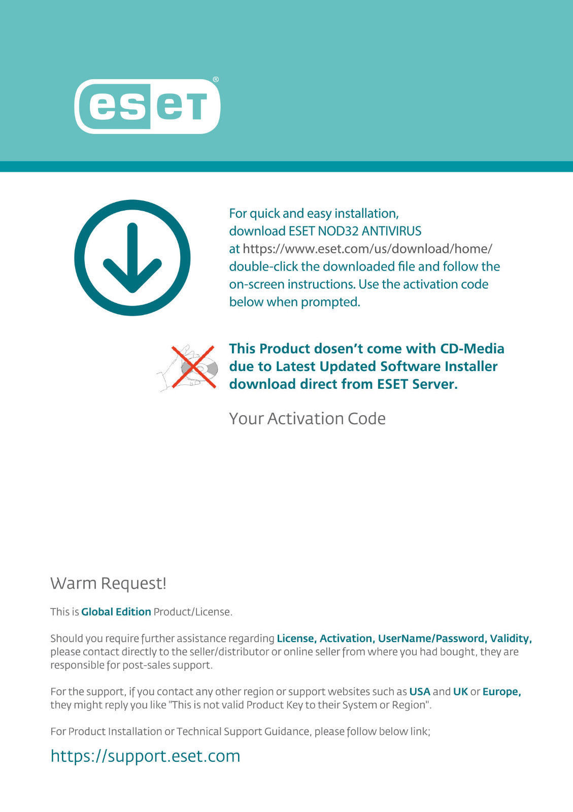 Ship Physical Key Card Eset Nod32 Antivirus And 11 Similar Items