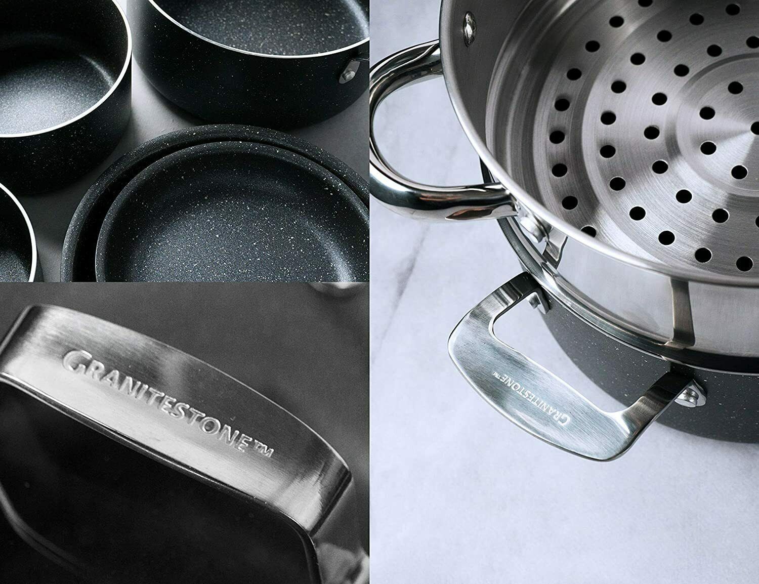 GRANITESTONE 10 Piece Cookware Set, Nonstick GraniteCoated, As Seen On TV Cocktail Shakers