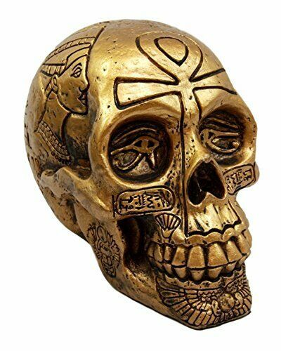 Ebros Egyptian Gods & Kings Golden Nefertiti King TUT Ankh Skull Figurine 6.25L