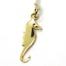 SOLID 18K YELLOW GOLD PENDANT, FLAT SEAHORSE, SMOOTH, 0.87 INCHES, MADE IN ITALY image 2